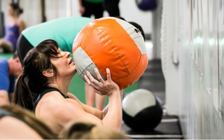 female athlete wall ball