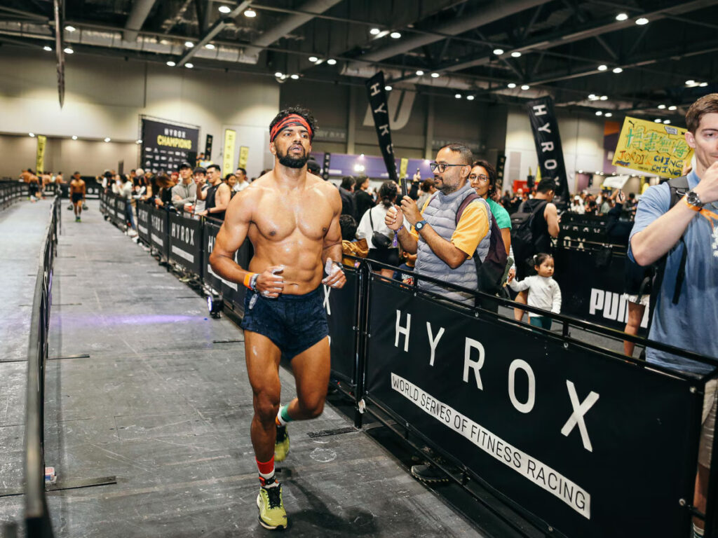 An athlete trying to finish the race without making any HYROX race day mistakes.