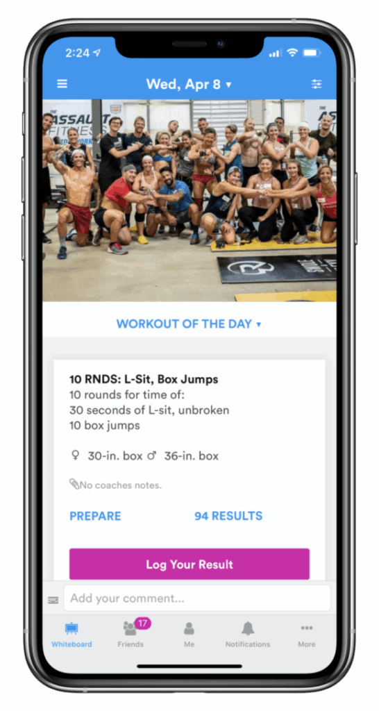 An image of the SugarWOD app showing the workout of the day.